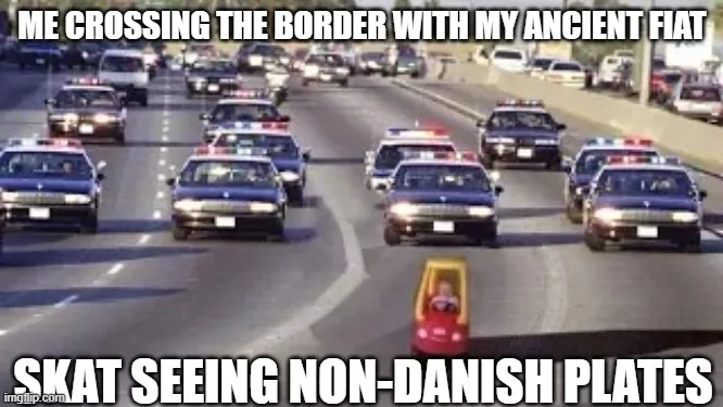 Toy car for kids being chased by lots of police cars