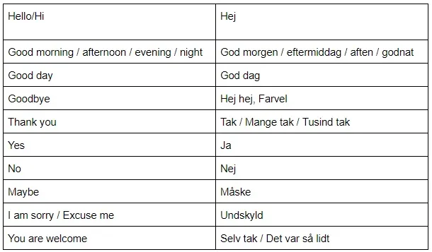 Basic Danish Phrases All Students Can Handle