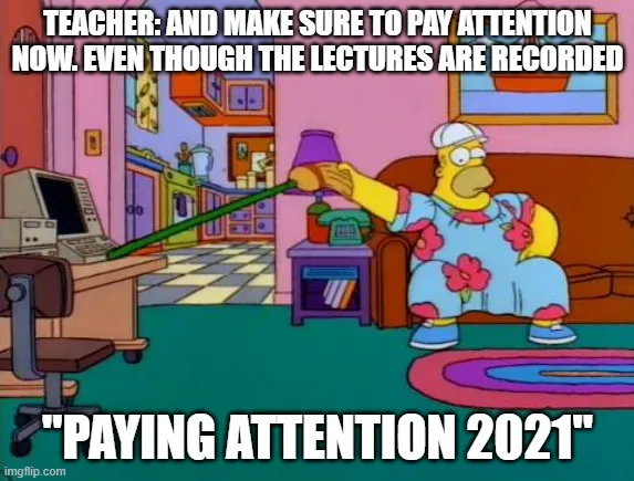 Doing something else but watching the online lectures from university